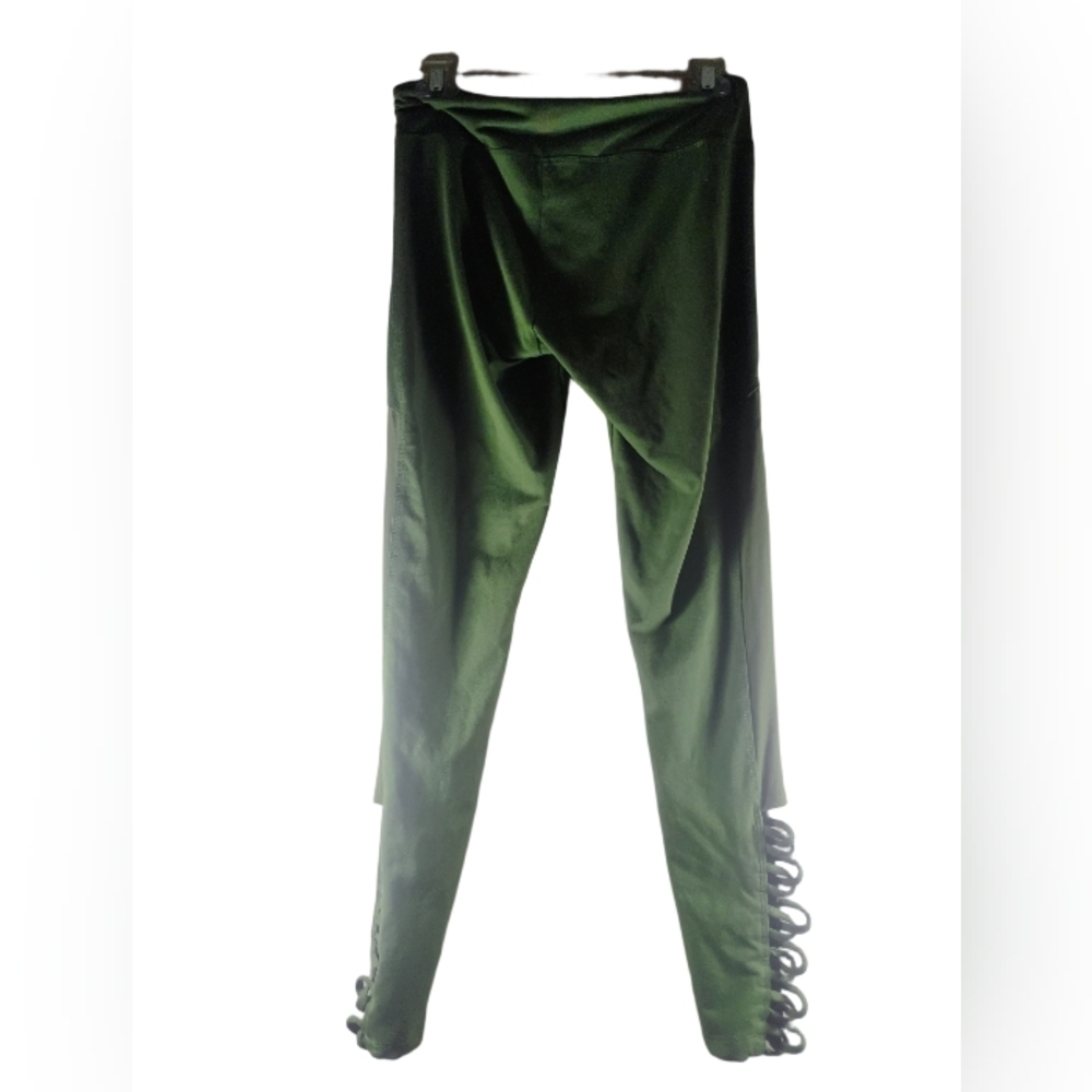 Balance Collection Women's Olive Light Green Mesh Criss Cross Leggings Medium - Picture 5 of 13